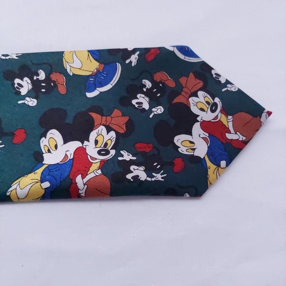 Albeari Mickey and Minnie Mouse Green Vintage Tie - Picture 2 of 6